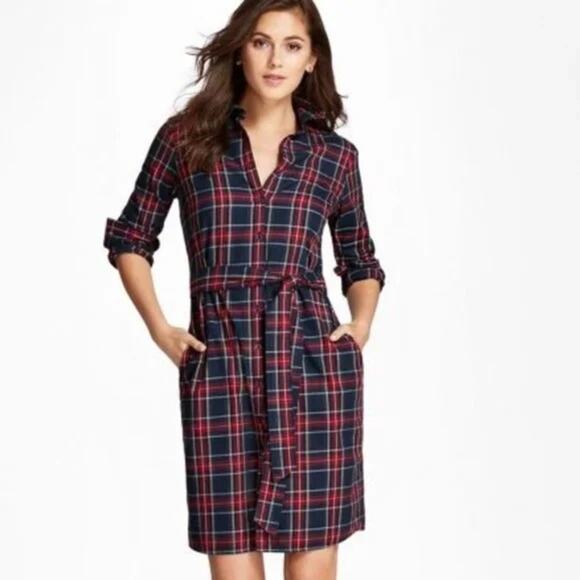 Brooks Brothers Red Fleece Flannel Shirt Dress Size 0 - Picture 1 of 6